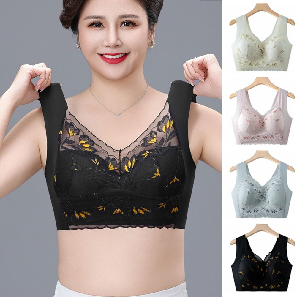 Breathable Plus Size Lace Wire - Plunge Bra Push Up 评论和价格