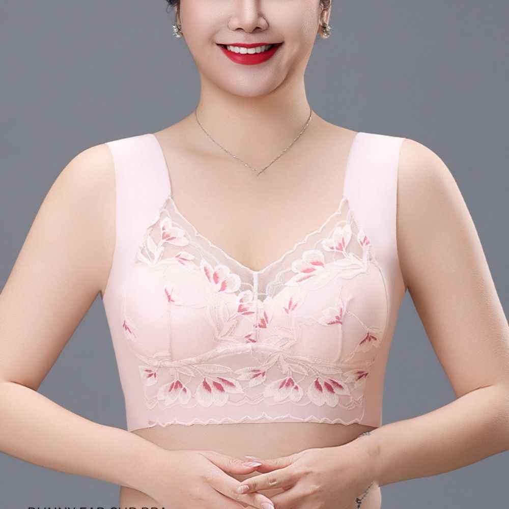 Breathable Plus Size Lace Wire - Plunge Bra Push Up 评论和价格